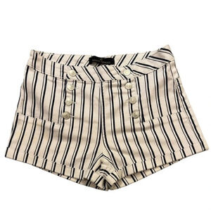 NWT Women's ALMOST FAMOUS White / Navy Striped High Waist Sailor Shorts Size 7